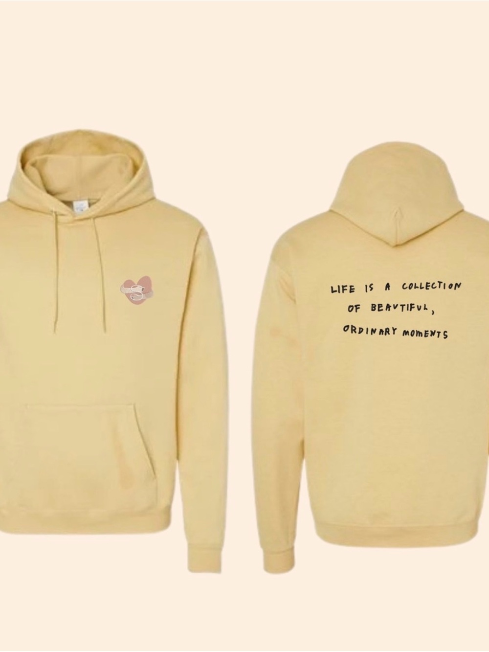 Yellow Heart Graphic Hoodie with Quote